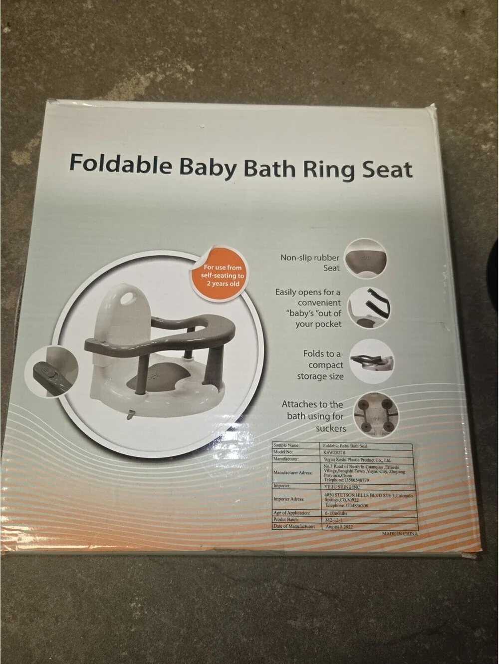 Foldable bath baby ring seat 6m /2y